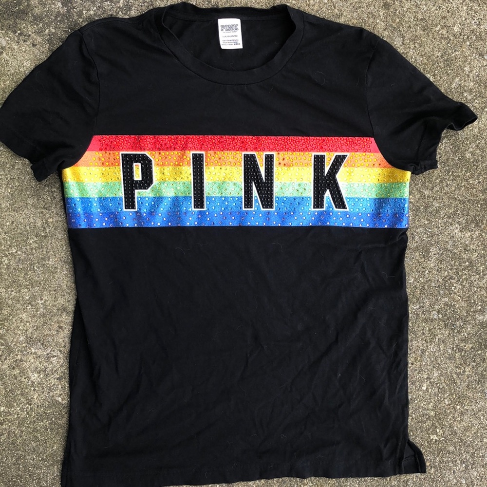 NWOT VS Pink bling rainbow t-shit